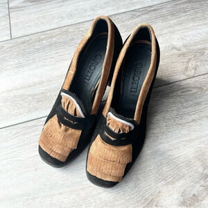 NWOT Girotti Square Toe Suede Leather With  Fringe Pump